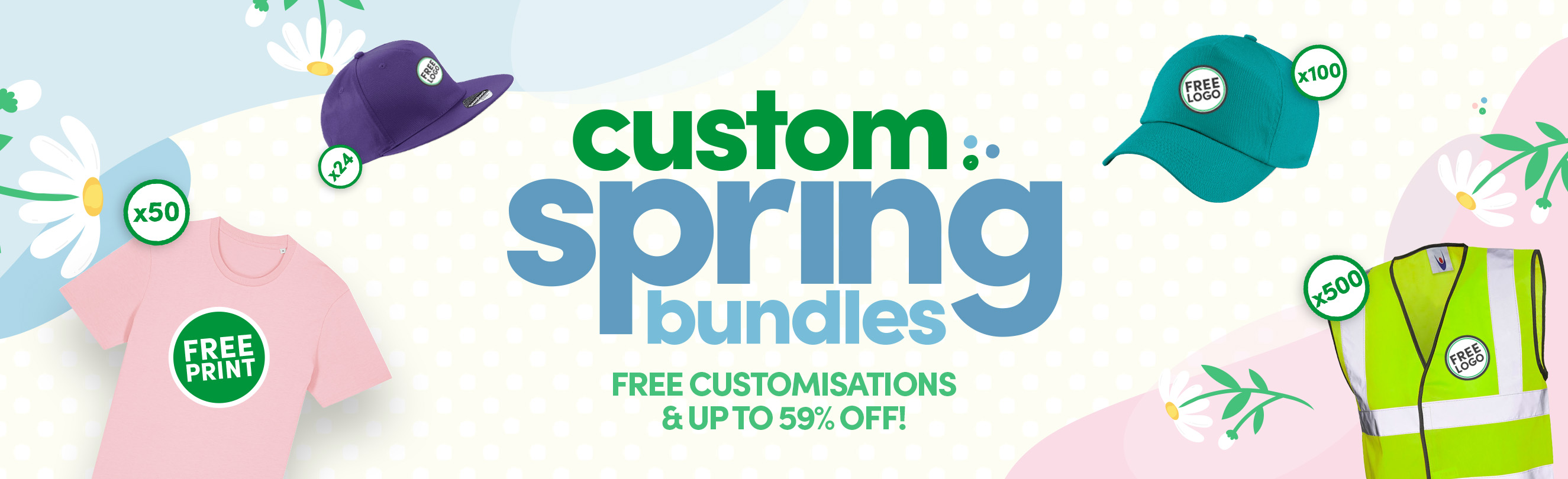 Give your team a fresh look this spring with our GoCustom Bundles. Get new workwear complete with free logo customisation and up to 59% off!